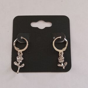 Silver Floral Hoop Earrings